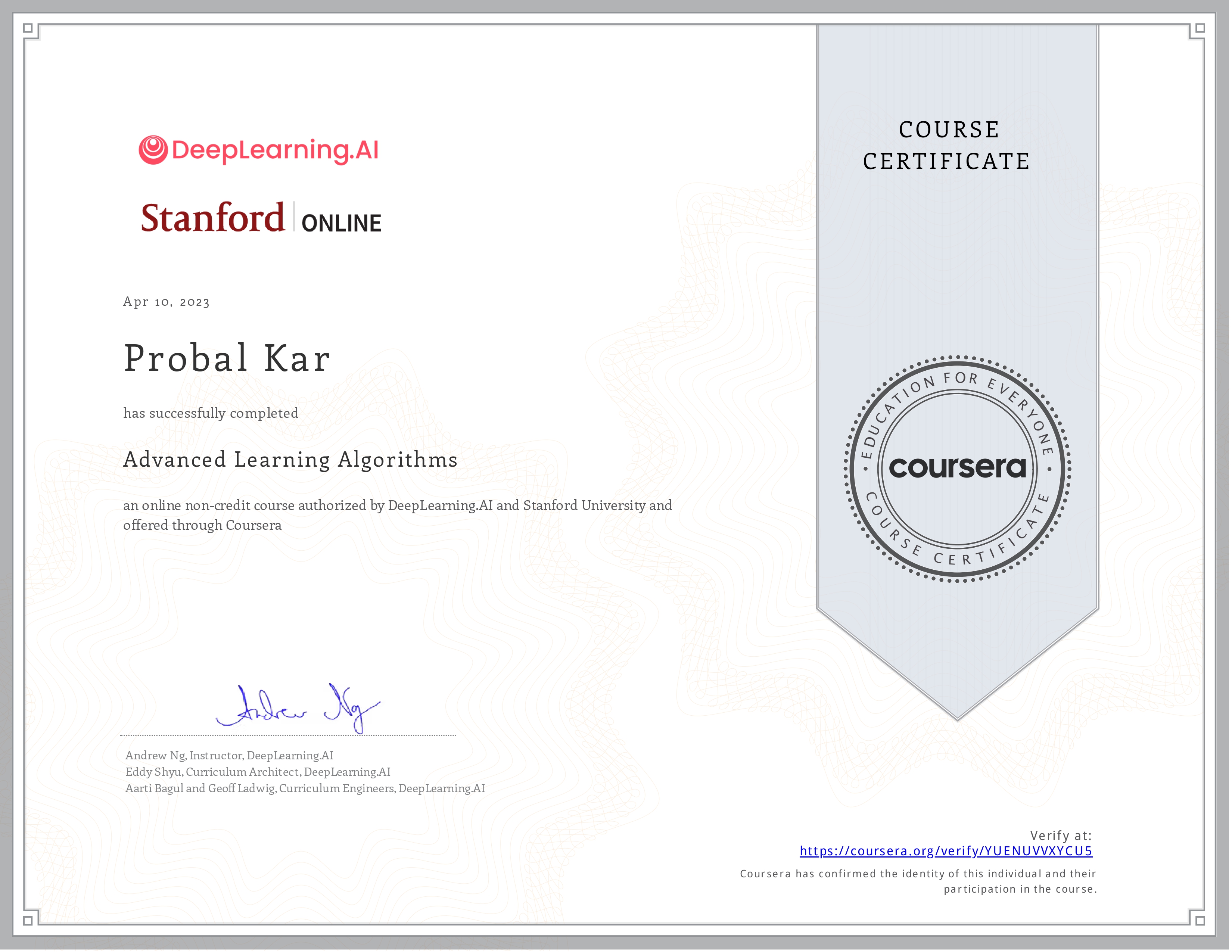 Advanced Learning Algorithms [Coursera]